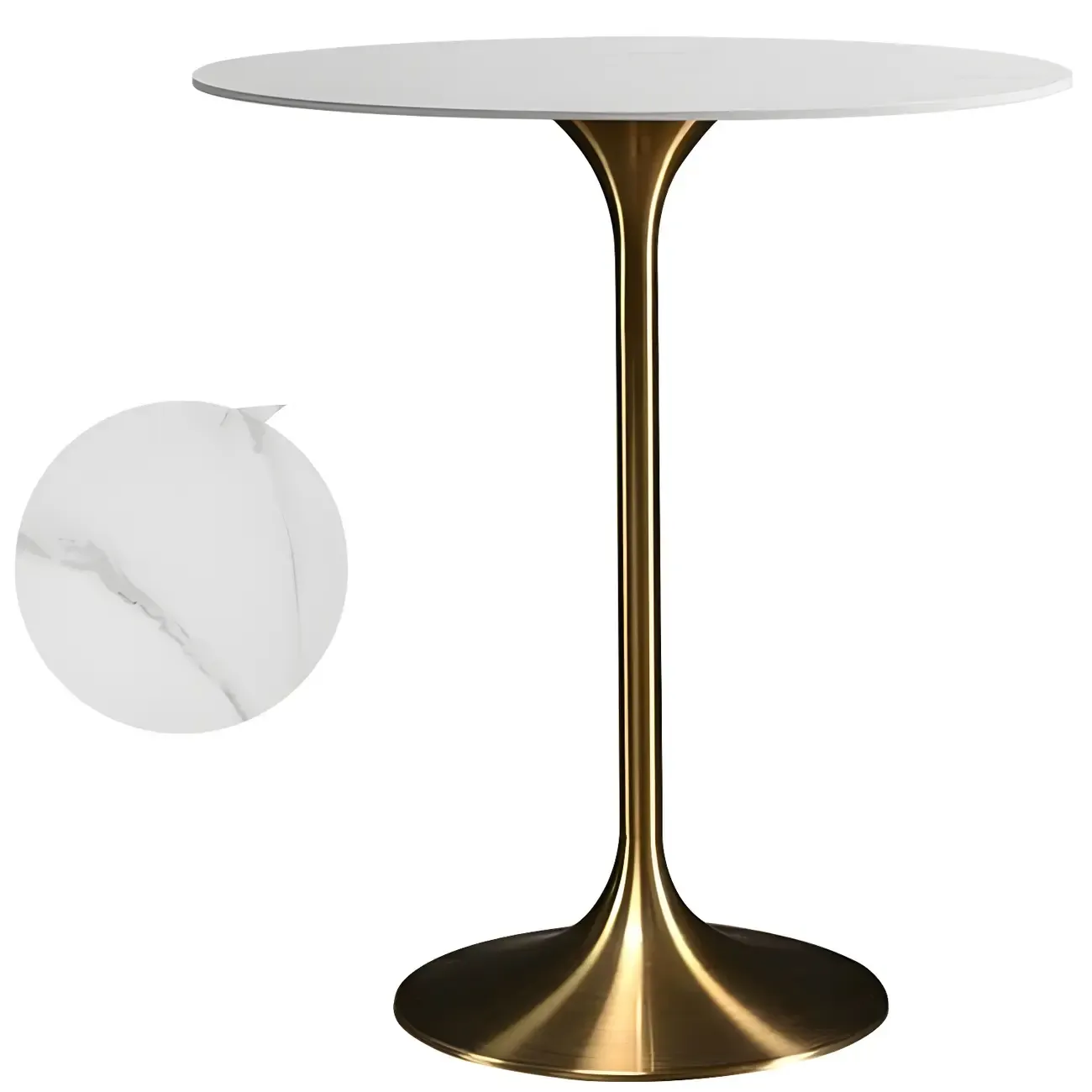 Round Glam Brown Gold Metal Tulip Base Bar Tables