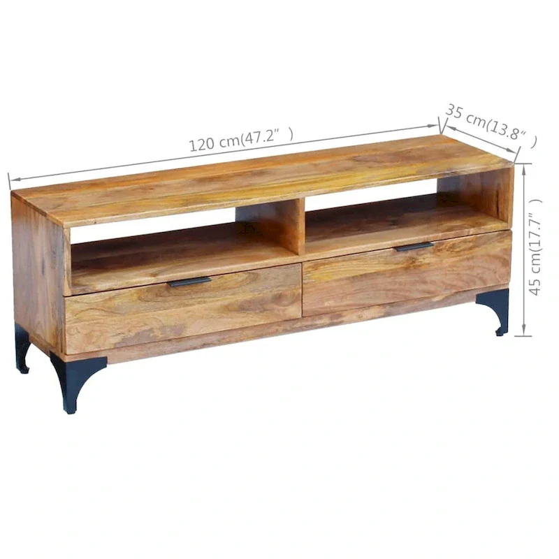 vidaXL TV Stand Mango Wood 47.2x13.8x17.7