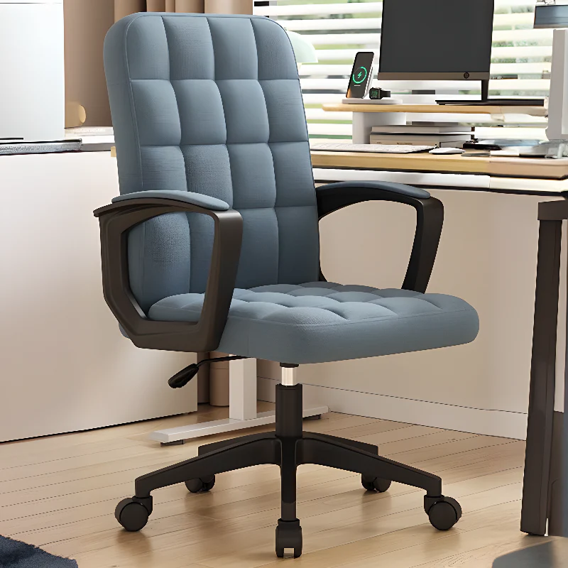 Modern Black Faux Leather Adjustable Swivel Office Chair