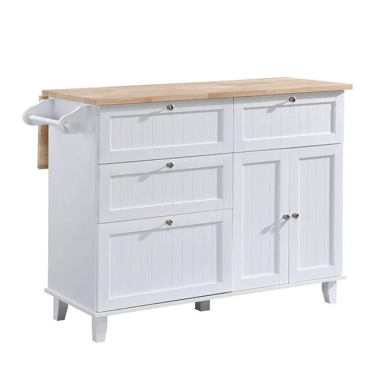 TOPMAX Kitchen Island Set with Drop Leaf and 2 Seatings, Dining Table Set with Adjustable Shelf, Drawers and Towel Rack