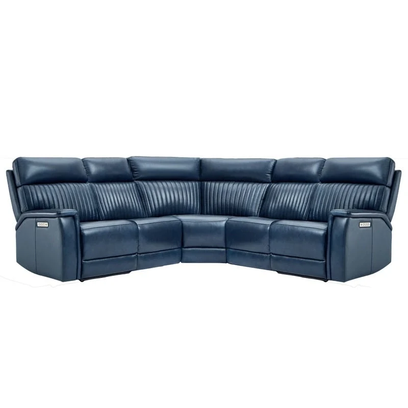 Genuine Leather Power Recliner Sectional with Power Ajustable Headrest and Lumbar, Zero Gravity, 2StationaryArmlesschairs
