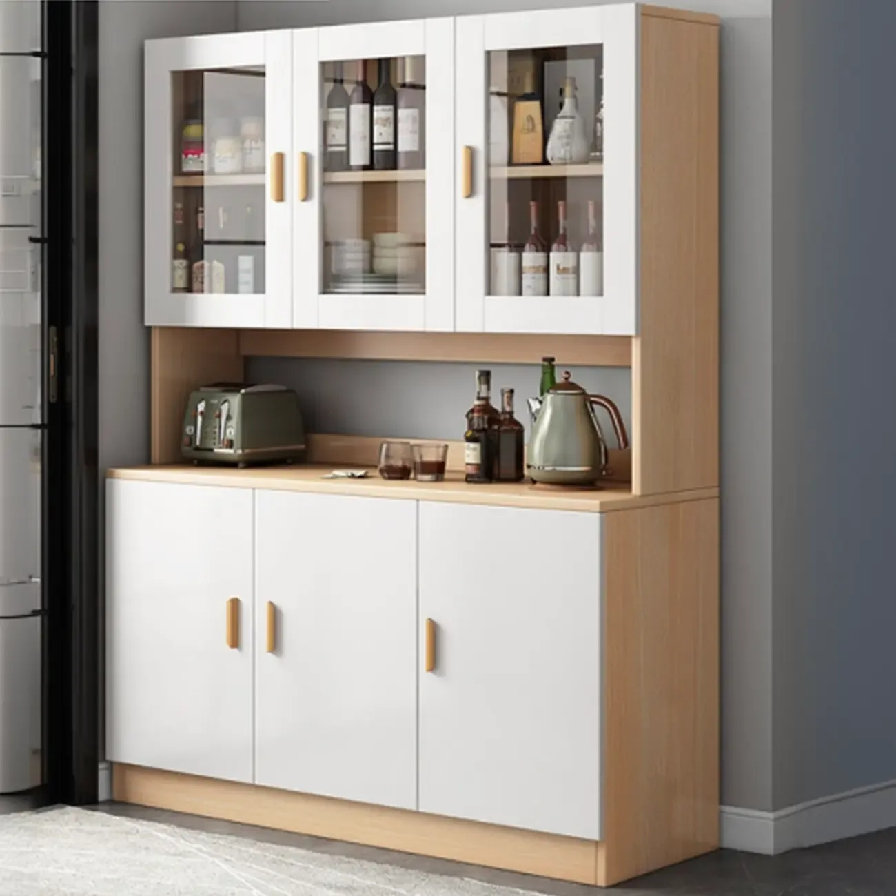 Modern Wooden Sideboard with Cabinets & Shelves