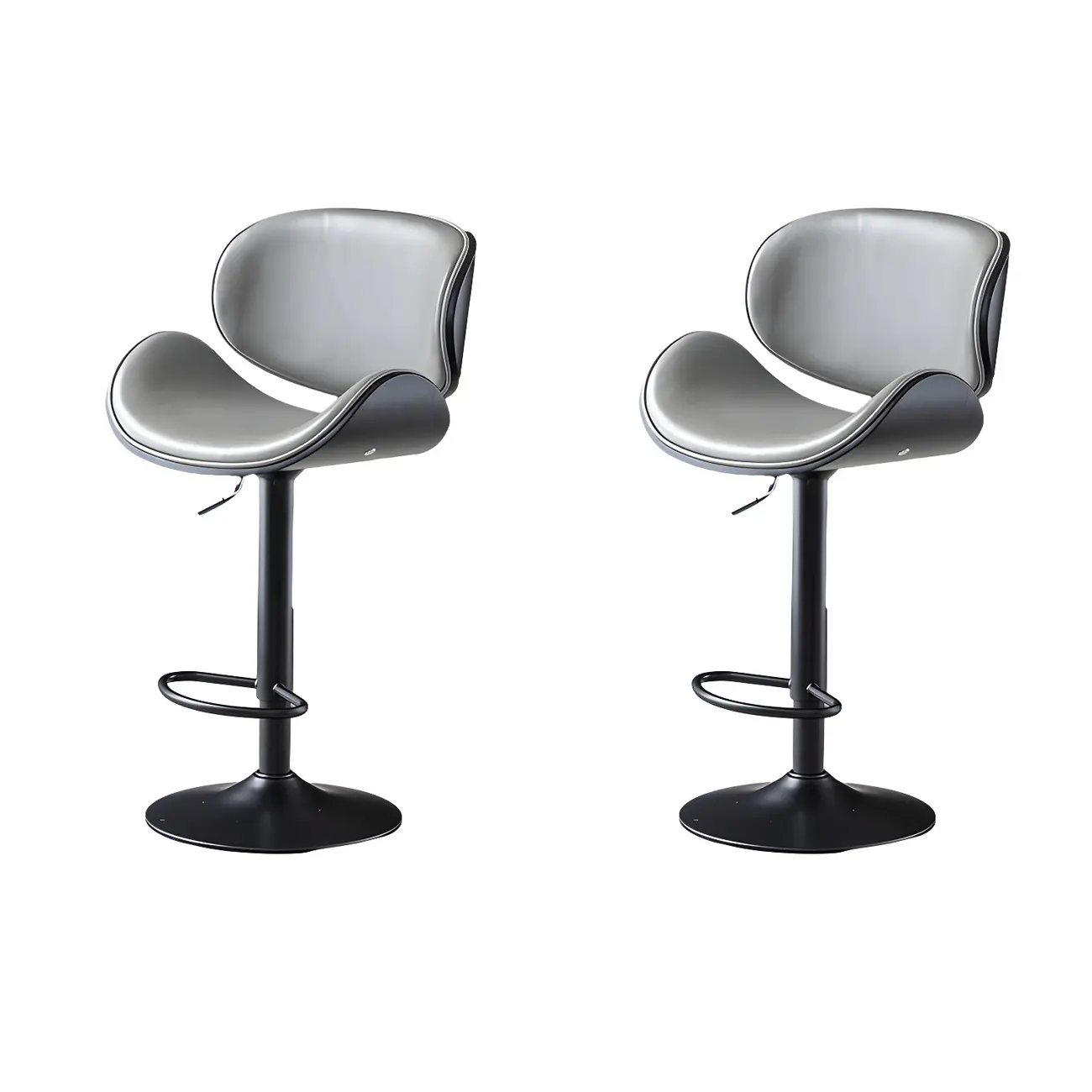 Arched Blackish Green Leather Swivel Adjustable Bar Stool