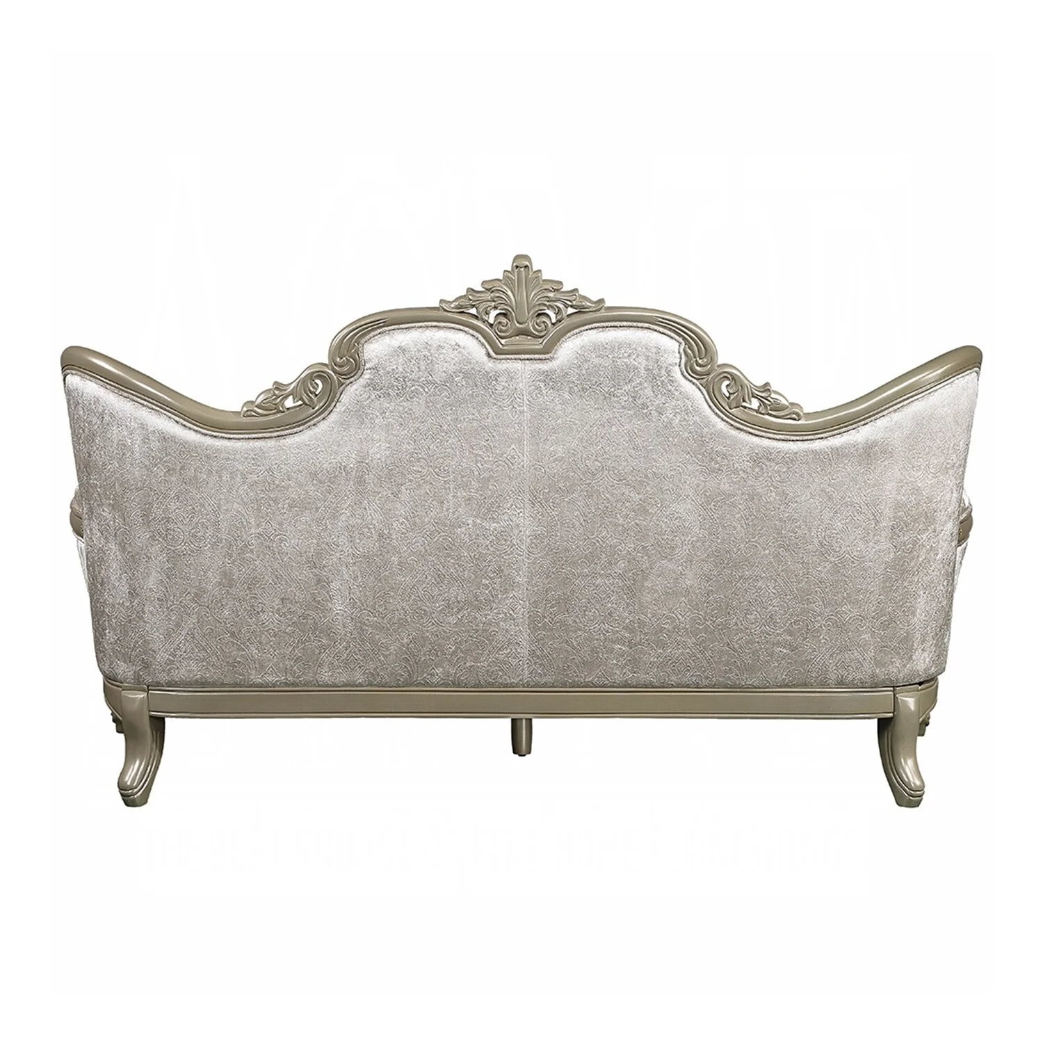 Upholstered Sofa with Button Tufted Back in Beige and Champagne