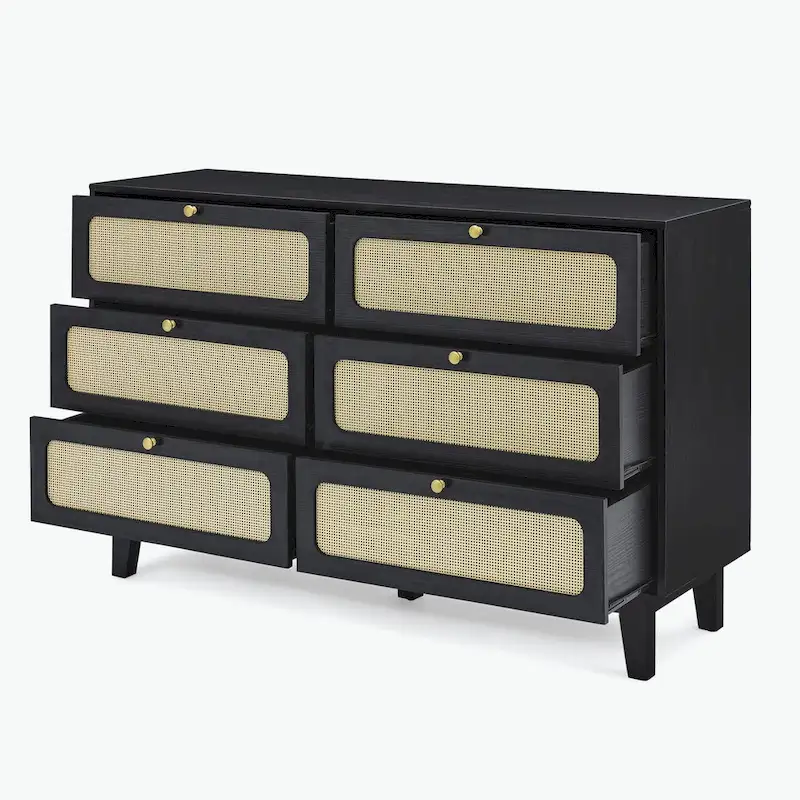 wooden antique six-drawer dresser