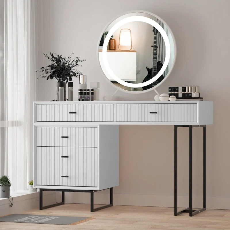 Eclife Makeup Vanity Desk Set with Drawers Storage Dresser Dressing Table for Bedroom