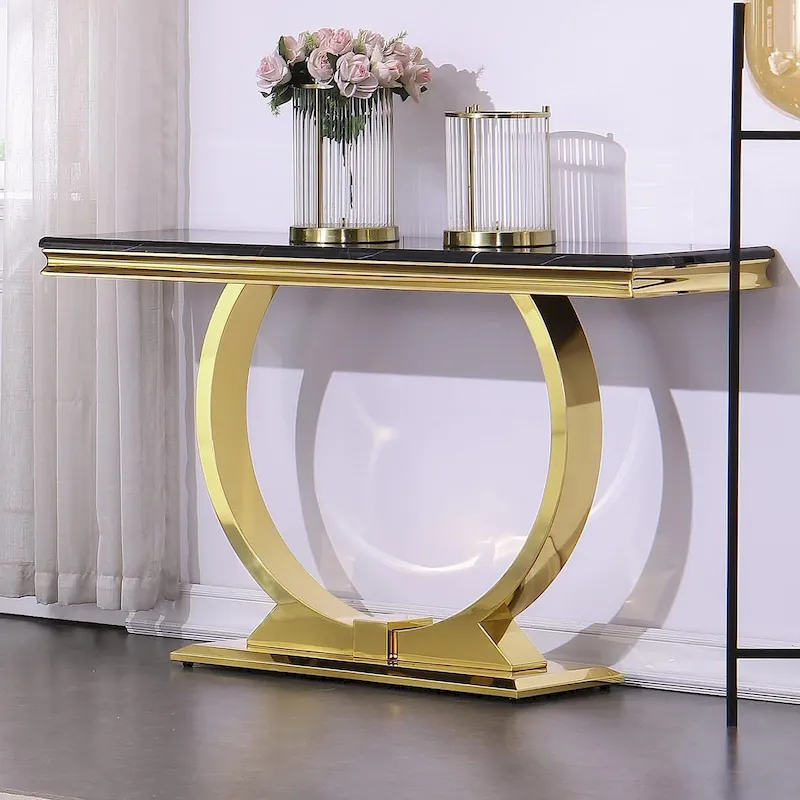 Modern Console Tables With Metal U Base and Gloss texture top