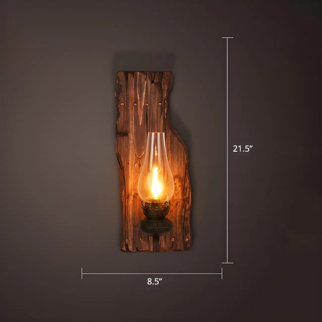 Industrial Distressed Wood Glass Black Wall Lantern Light