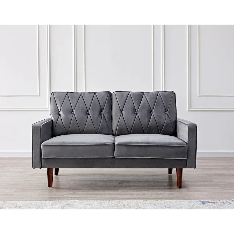 Feemster 57.5 Wide Velvet Tufted Cushion Back Loveseat
