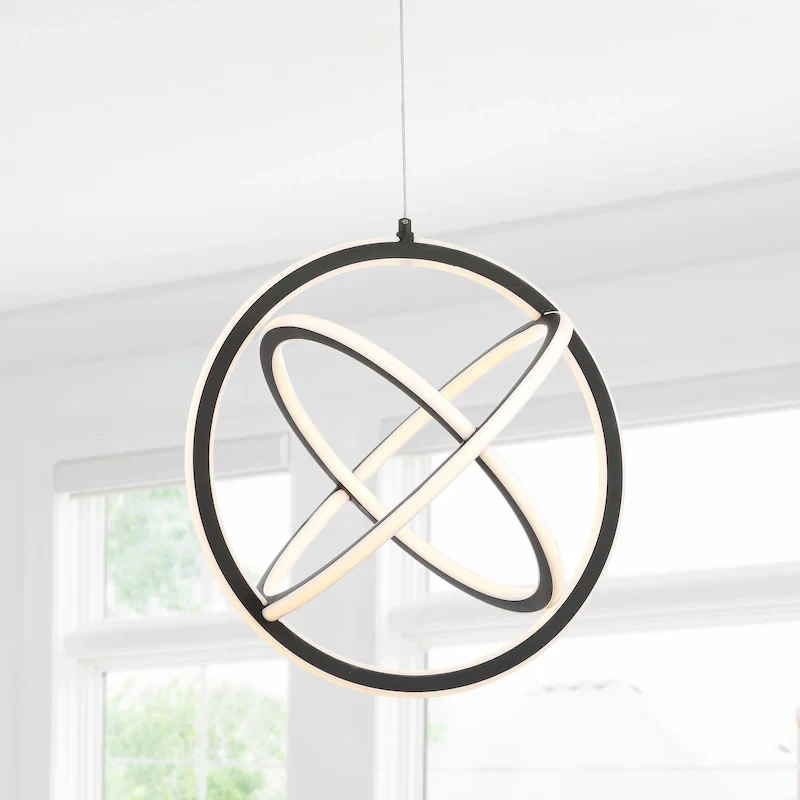 Orbit 16.5  Adjustable Integrated LED Metal Pendant, Black by JONATHAN Y