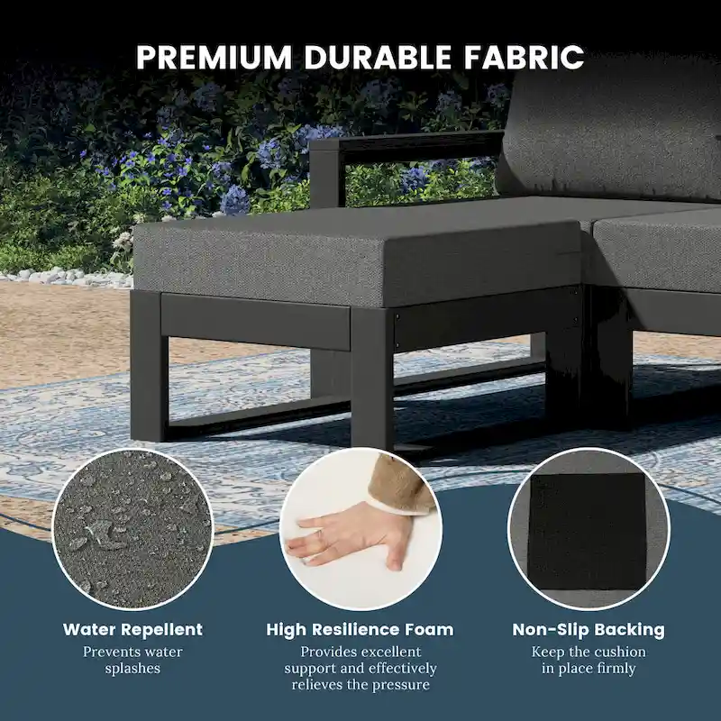 Polytrends Endless Patio 5-Piece Deep Seating Set with Ottoman with Gray Frame