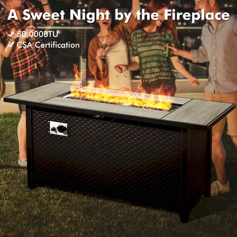 XIZZI 6-piece Patio Wicker Furniture Set with Fire Pit Table