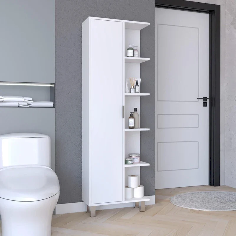 Crovie 63 Tall Modern Bathroom Seven Shelves Tall Linen Tower
