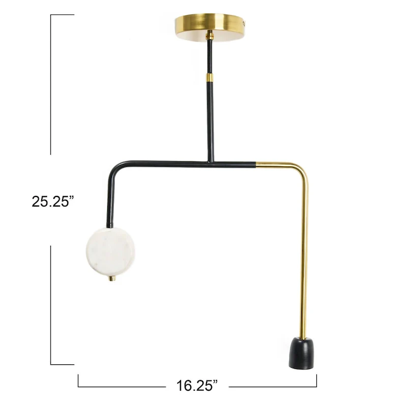 Marble Pendant Lamp - 16.3 L x 5.0 W x 25.3 H