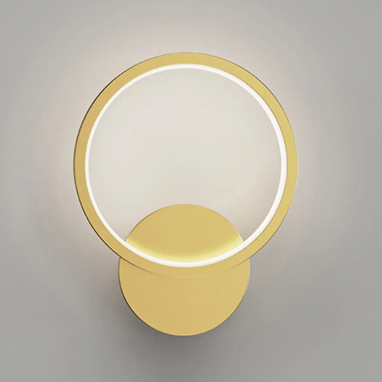 Modern Square LED Wall Sconce with Brass Finish for Bedroom