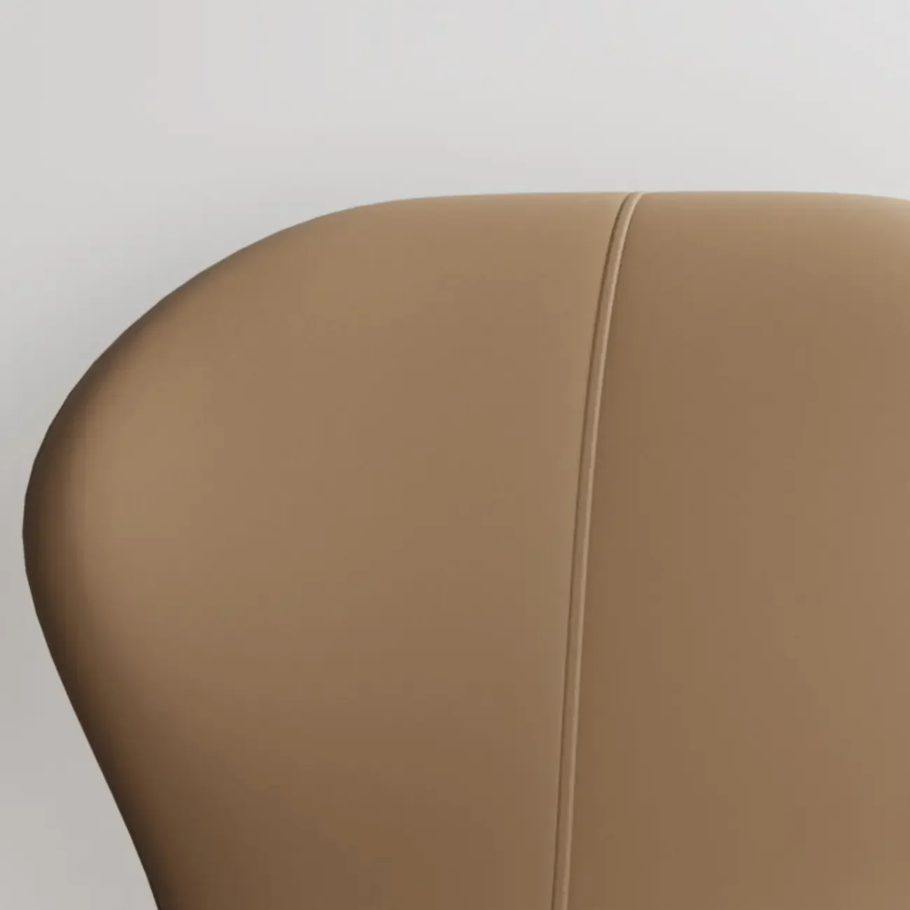 Art Deco Curved Back Leather Dining Chair Solid Back