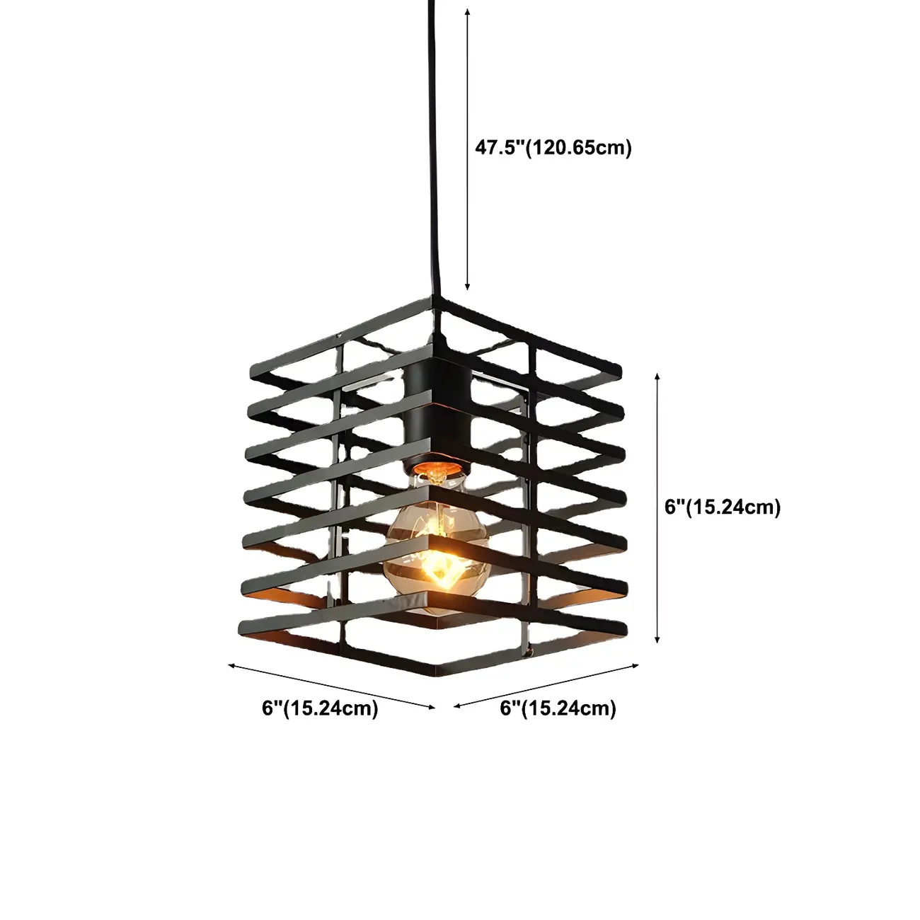 Industrial Black 3-Light Lantern Pendant Light