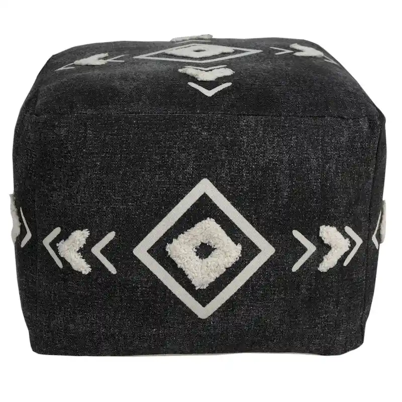 HomeRoots 18 Black 100% Cotton Ottoman