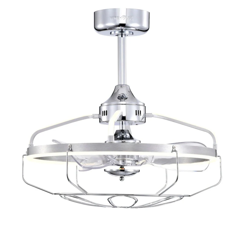 Dhooma 25 Inch Chrome Finished Modern LED Ceiling Fandelier with Remote - N/A