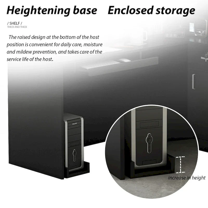 Timechee 55.9W 48.4H L-Shape Wood Reception Desk Drawer With Lock