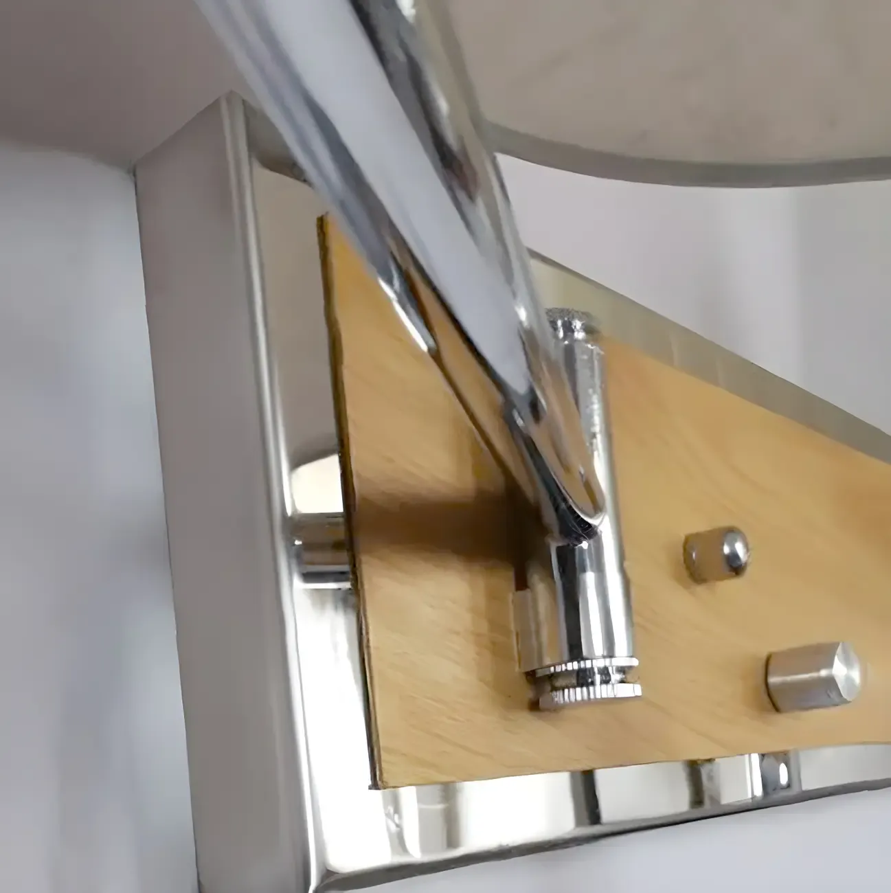 2-Light Silver Swing Arm Fabric Shade Wall Light