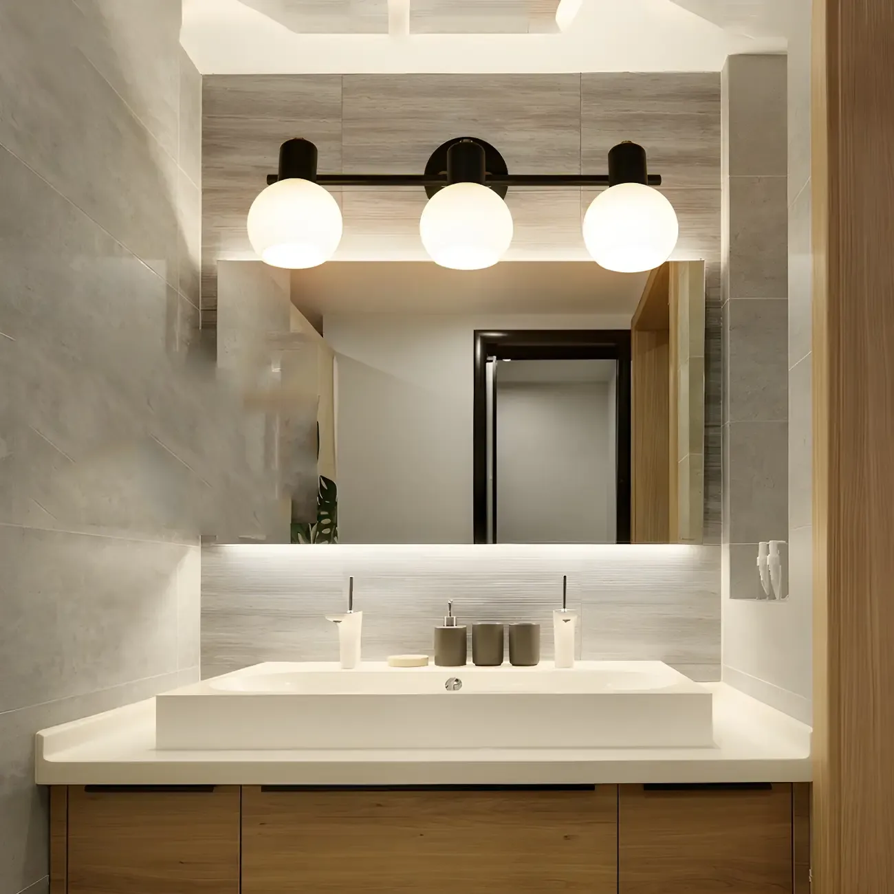 Modern Black Glass Globe Vanity Light for Bathroom Mirror