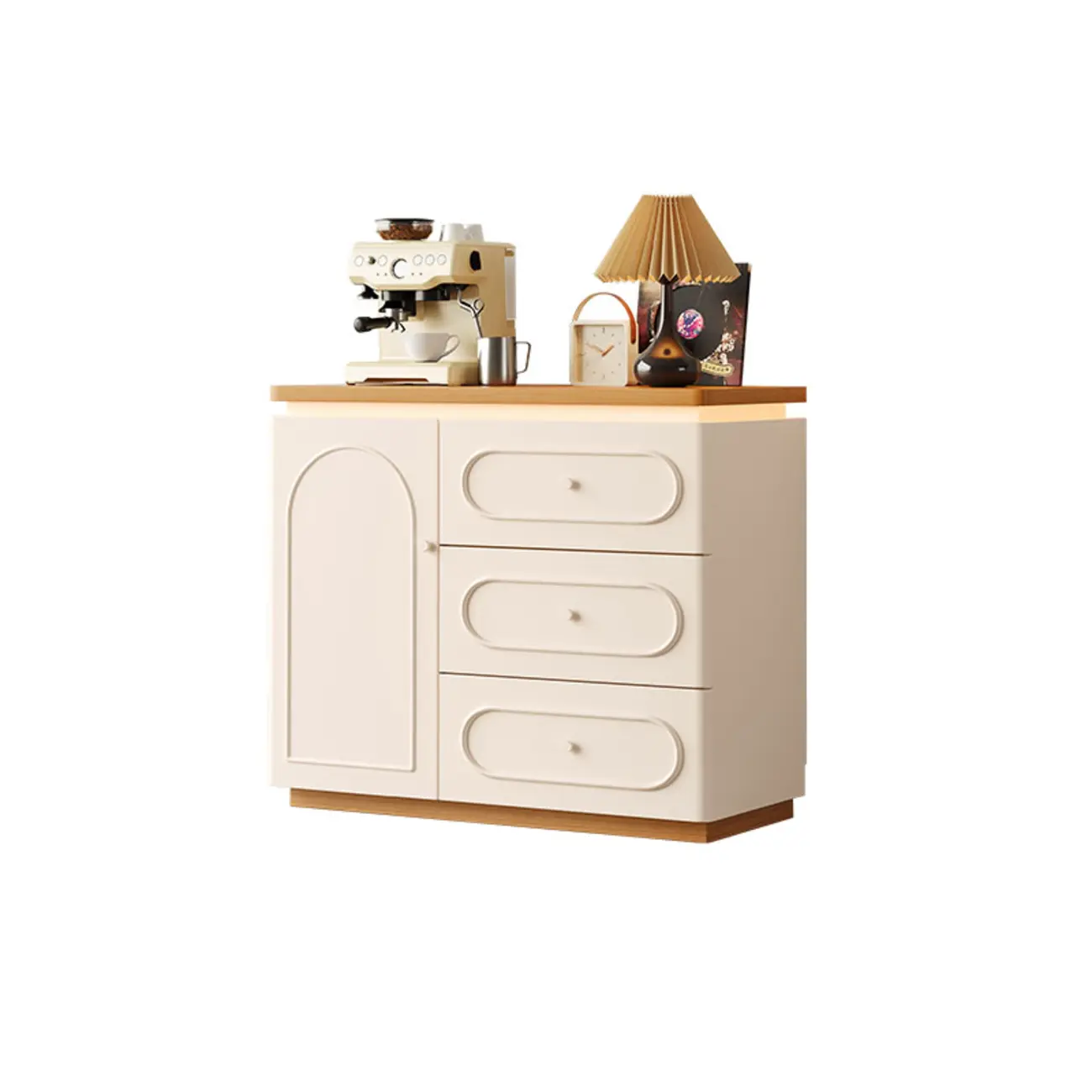 Modish White Kitchen Storage Cabinet with 3 Drawers