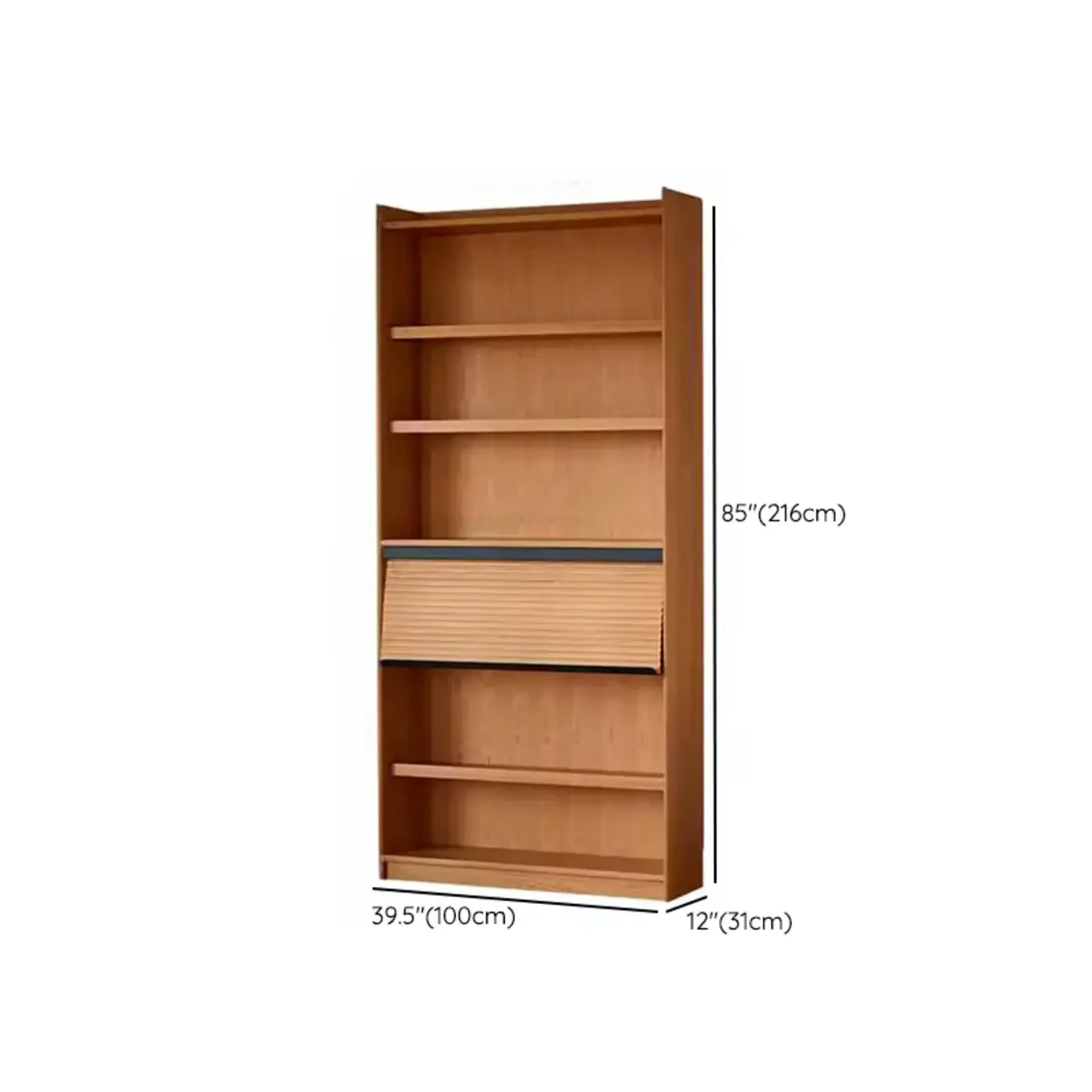 Adjustable Solid Wood Brown Display Cabinet with Light