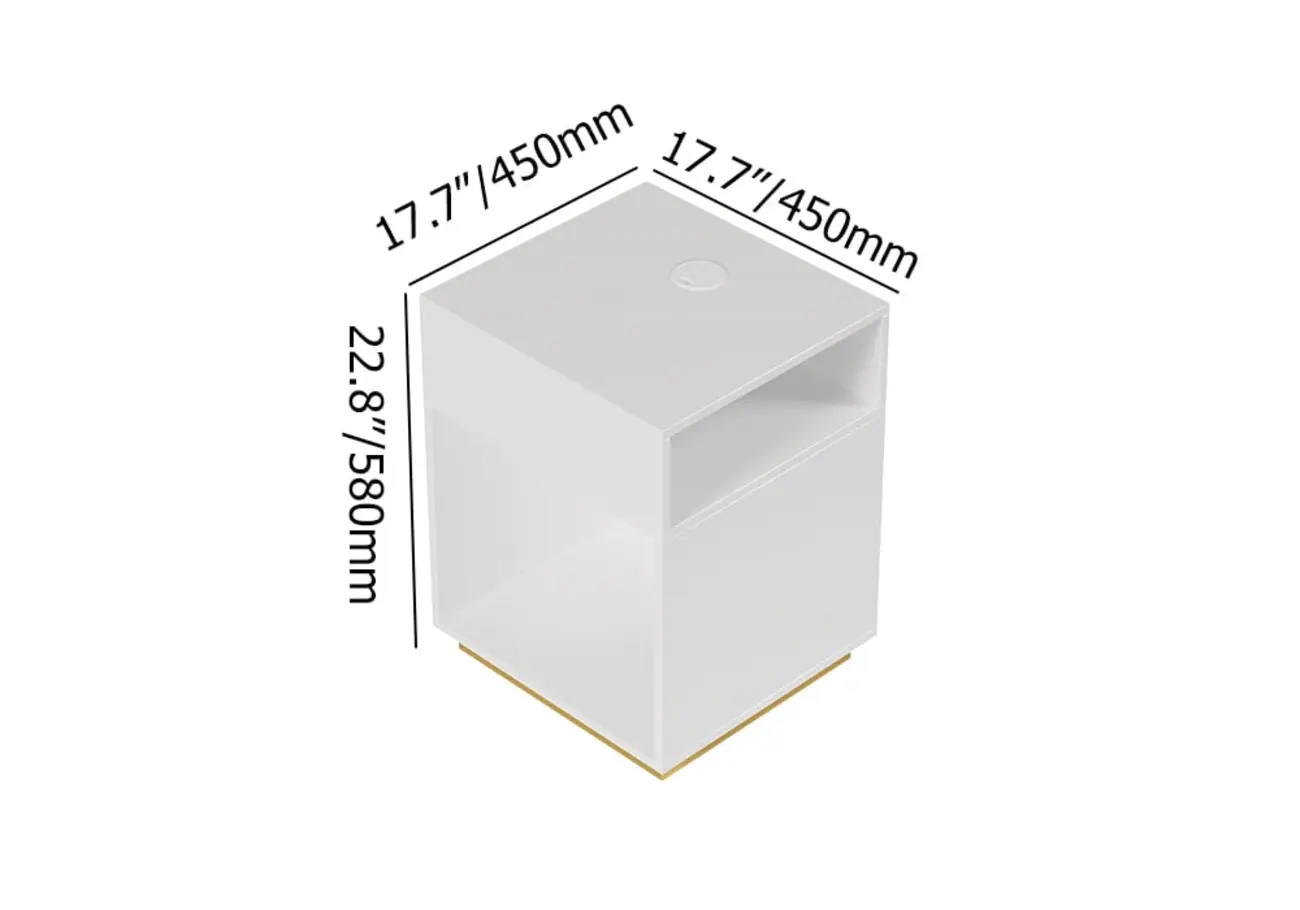 Compact White Wooden Cube Side Table with Open Shelf