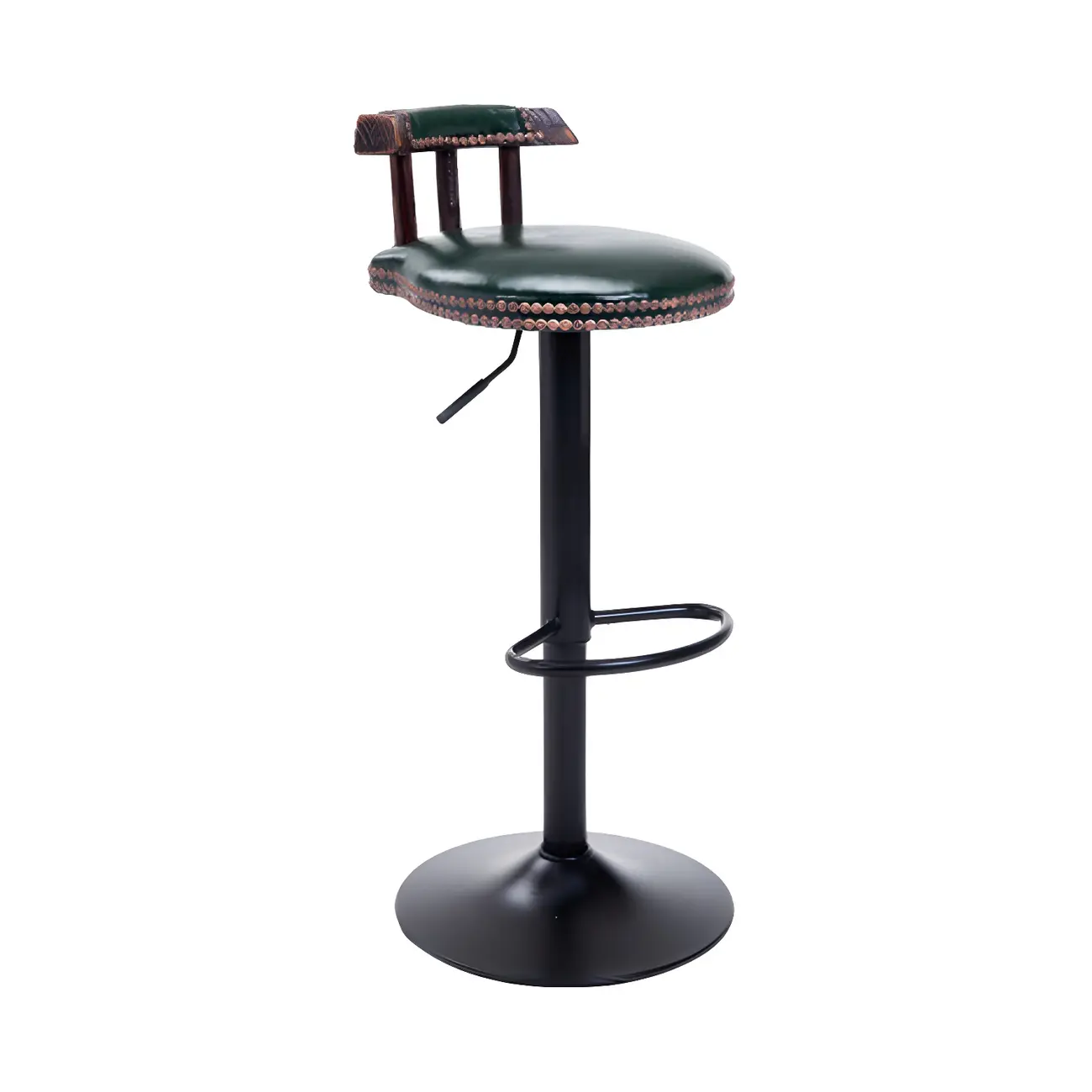 Industrial Round Leather Adjustable Bar Stools