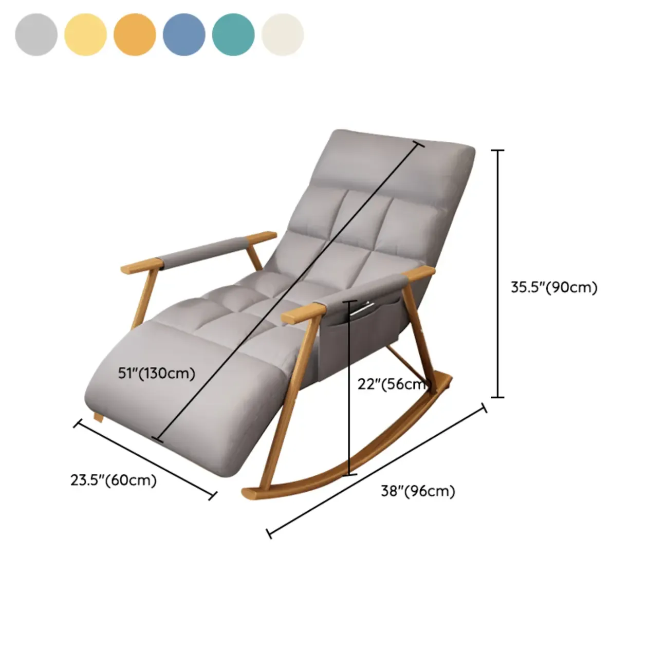 Modern Metal Track Arms Upholstered Rocking Chair