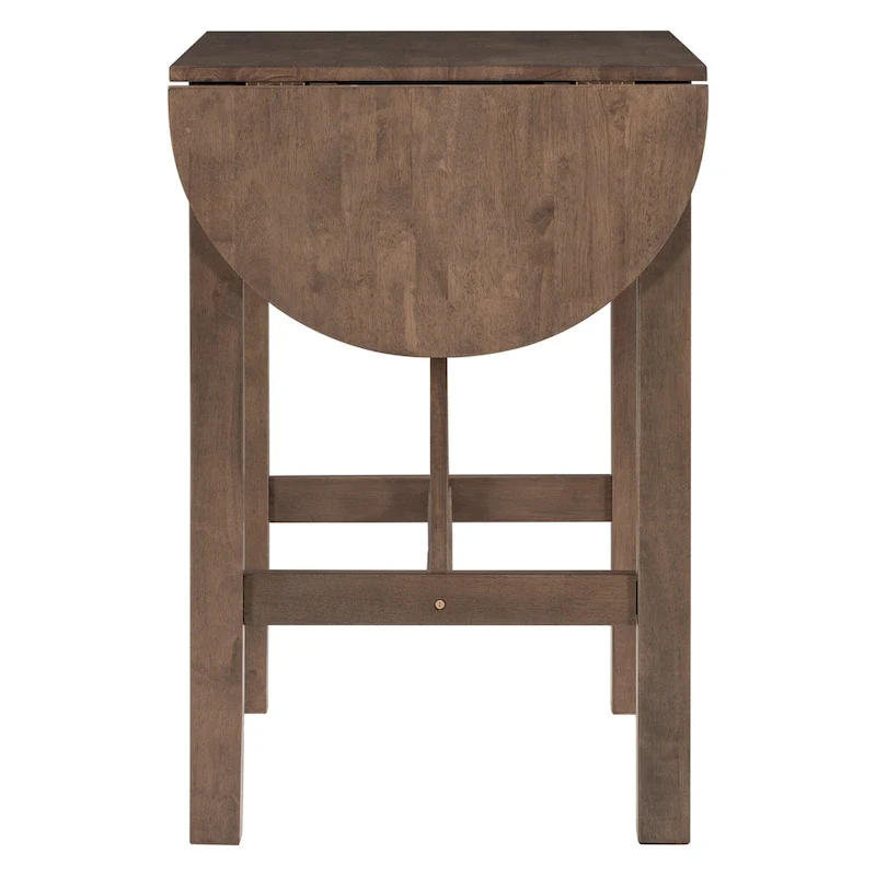 Rustic Style Wooden 3-Piece Dining Table Set with Drop Leaf and 2 Upholstered Dining Chairs