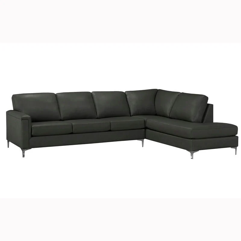 Malibu L-shaped Top-grain Leather Sectional Sofa - 122.5 x 85 x 36.5 x 35