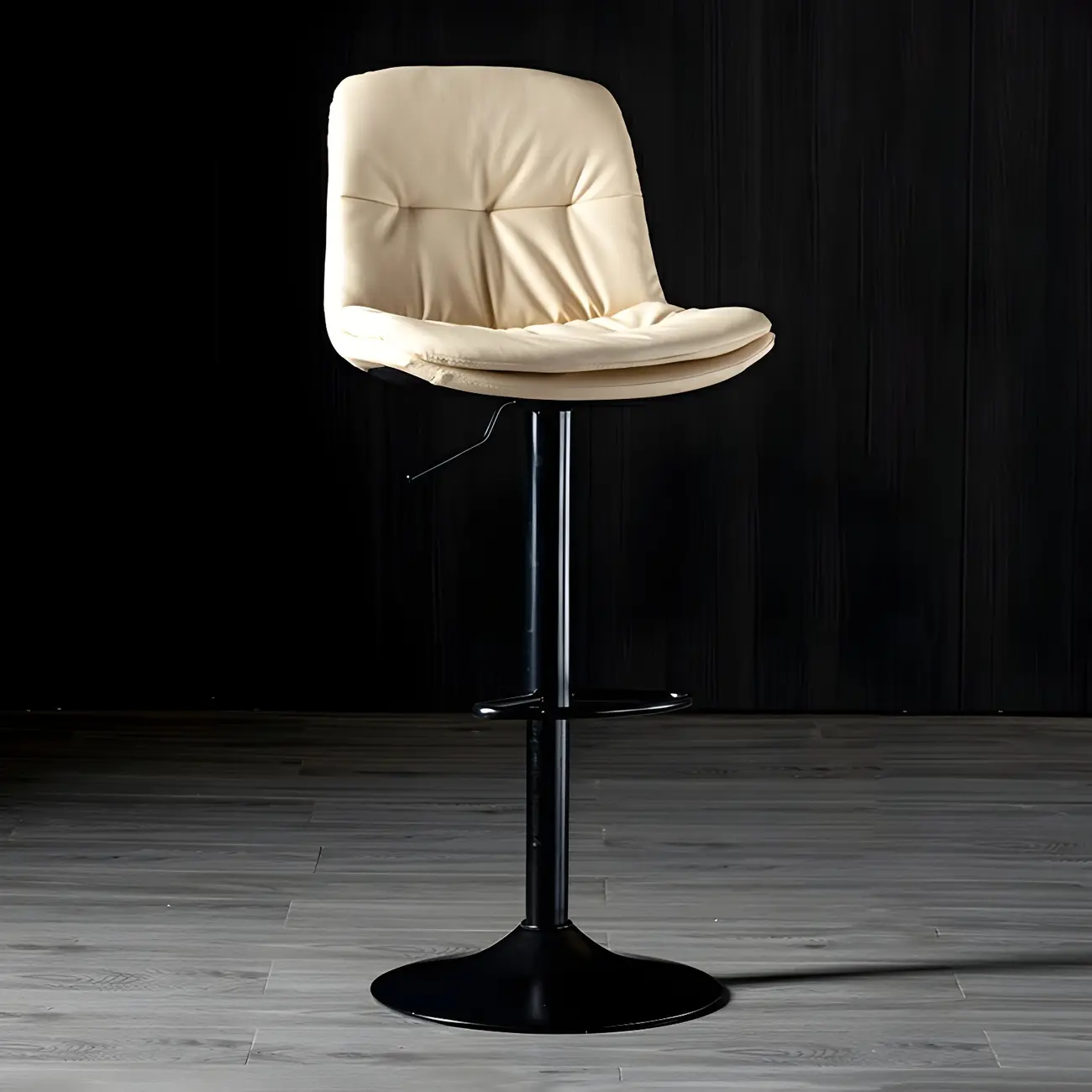 Adjustable Leather Low Back Swivel Bar Stool