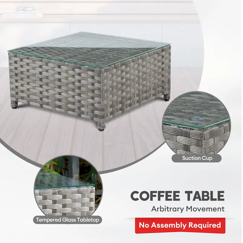 XIZZI 6-piece Patio Wicker Furniture Set with Coffee Table