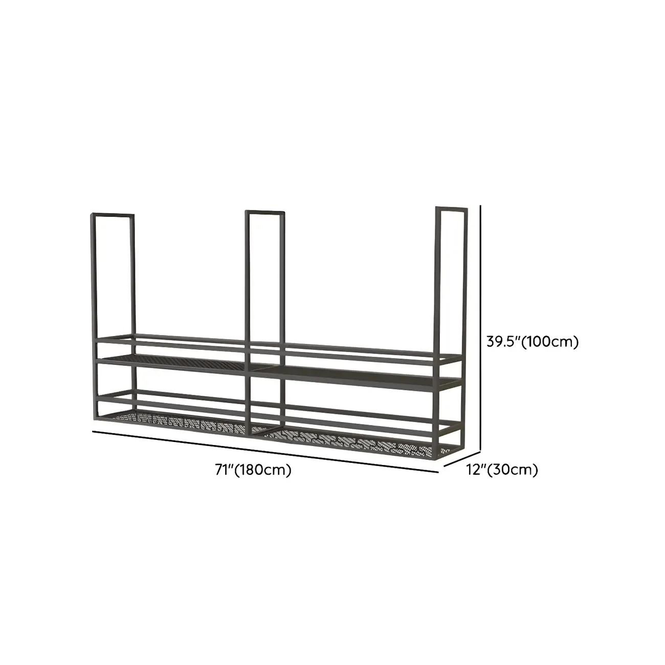 Black Metal Large Hanging Wine Rack with Glass Holder