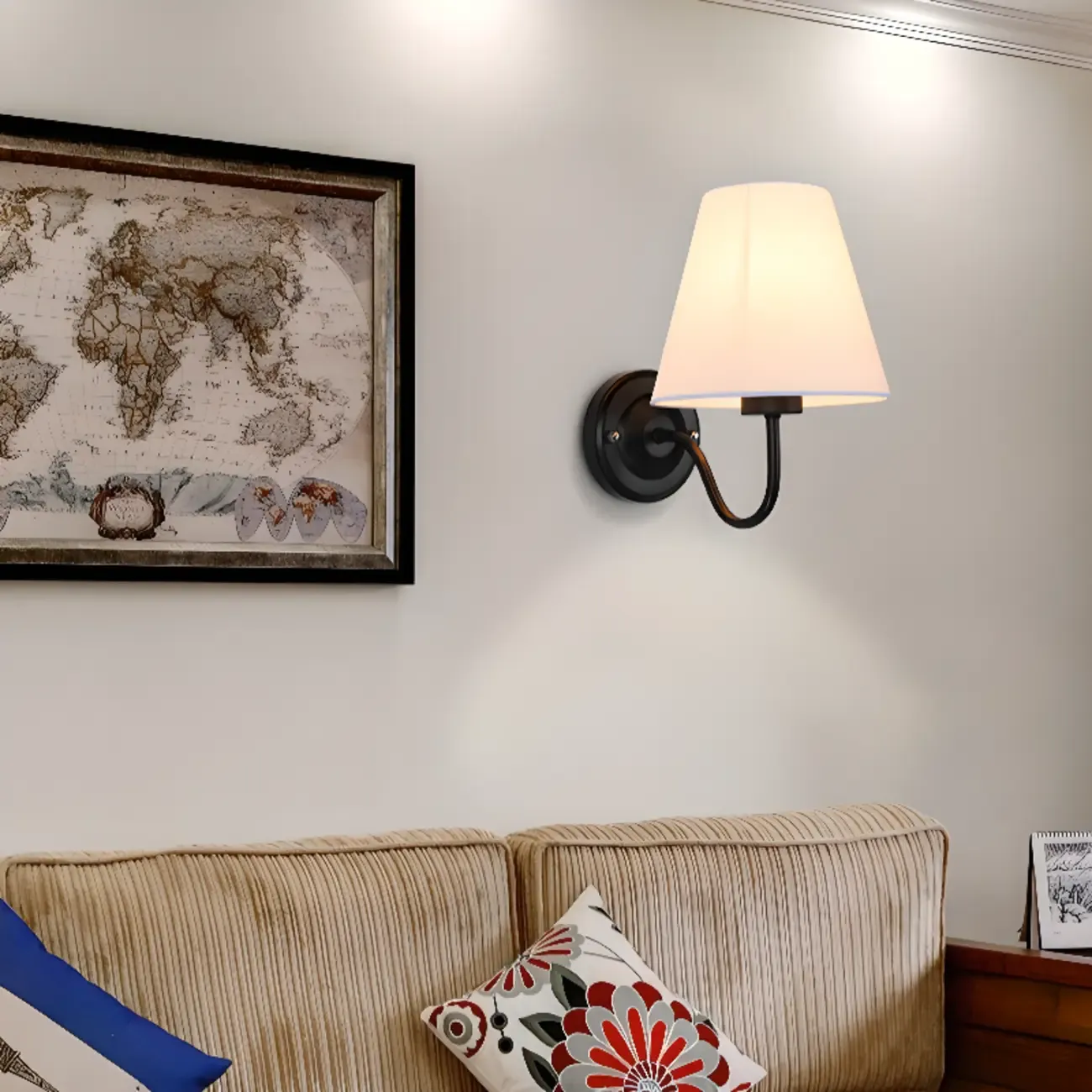 Vintage Wall Sconce with Fabric Shade for Residential Use