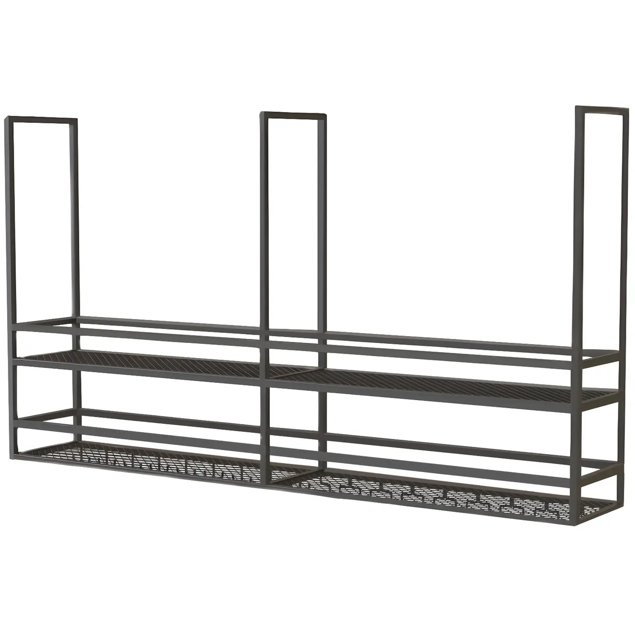 Black Metal Large Hanging Wine Rack with Glass Holder