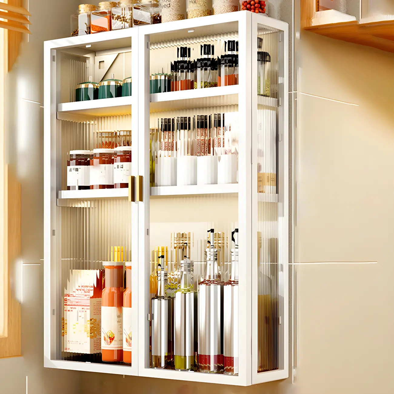 Kitchen Black Modern Metal Floating China Cabinet