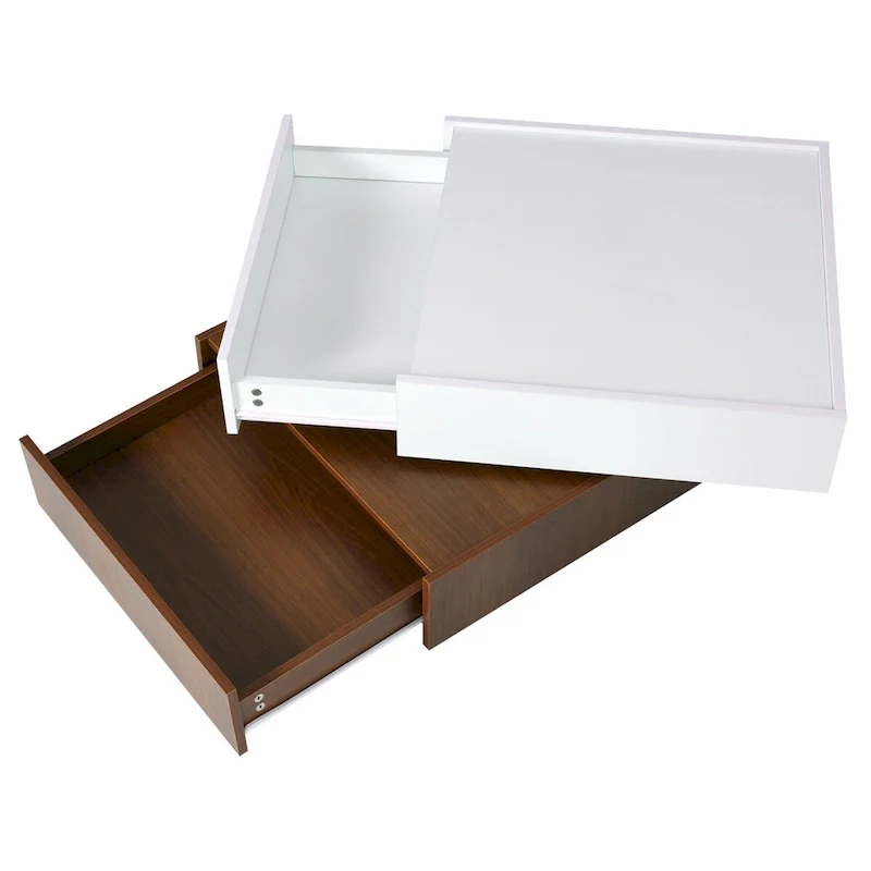 Square 360Rotating Coffee Table with 2 Drawers