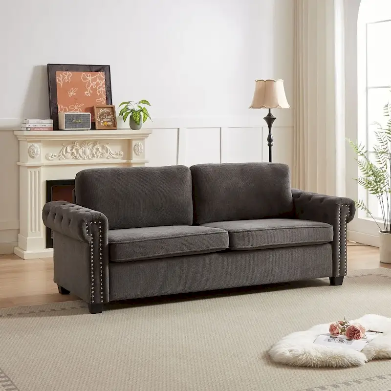 83.8 Convertible 2-in-1 Pullout Polyester Sleeper Sofa Bed