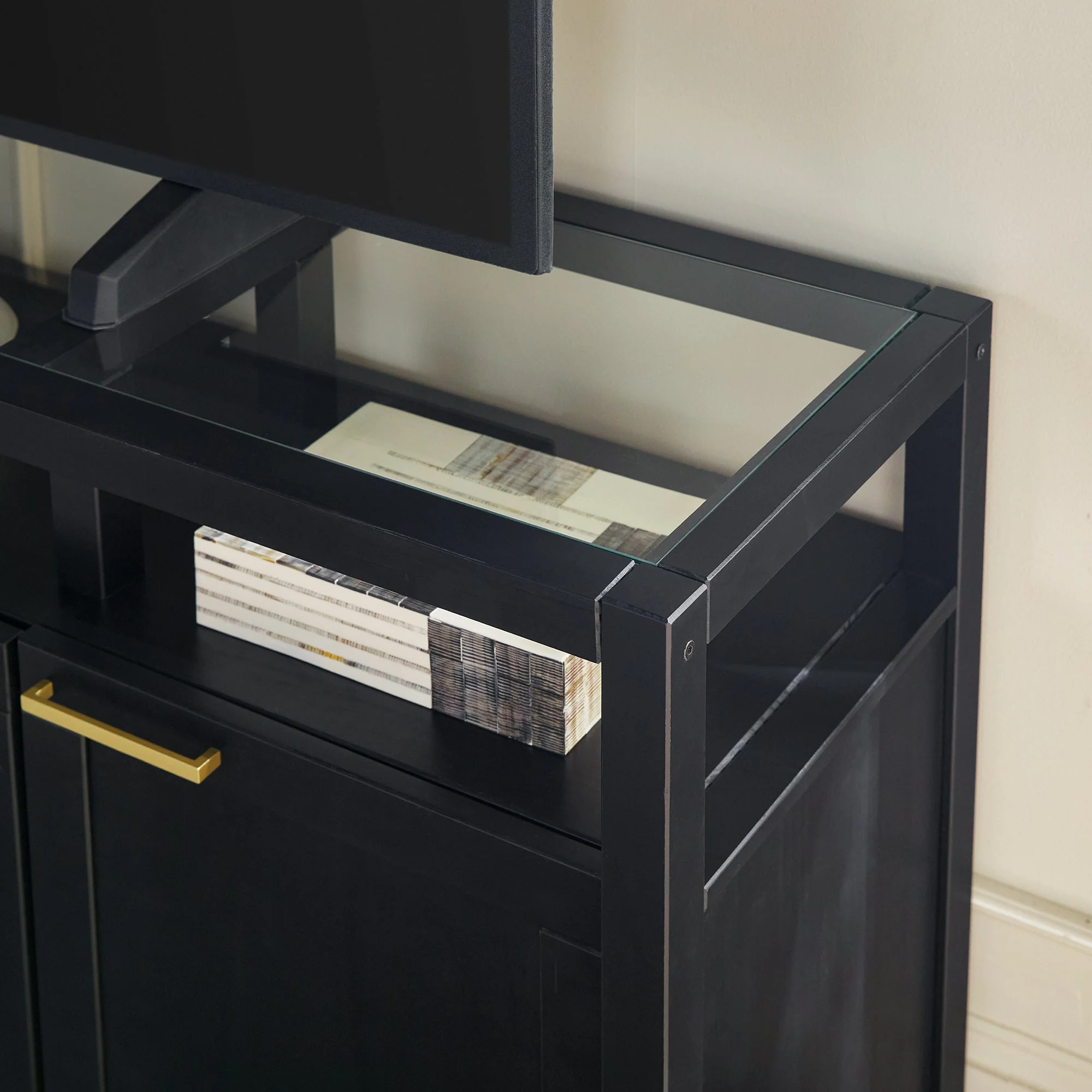 Isla Modern TV Stand with Glass Top