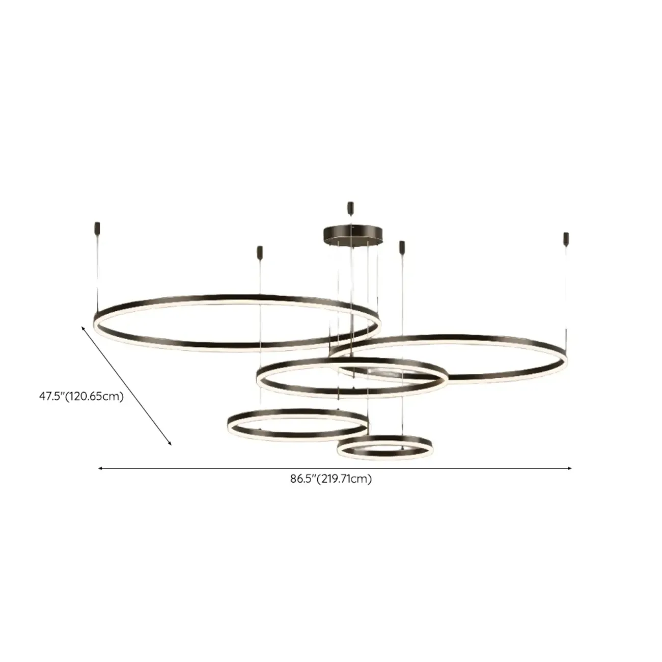 Modern Gold Multi-Circle Tiered Metal Ring LED Chandelier
