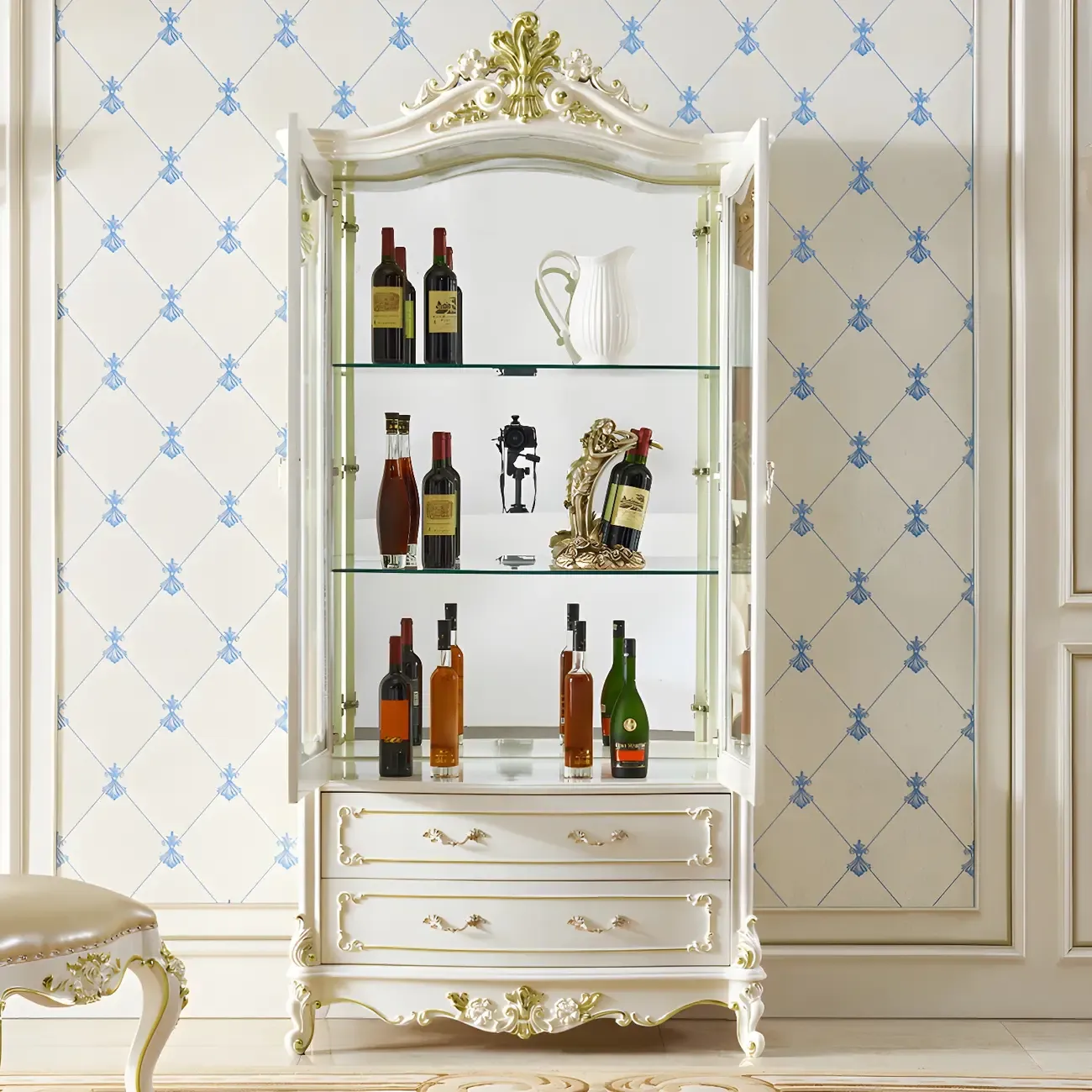 Traditional Solid Wood White Large Wine Rack