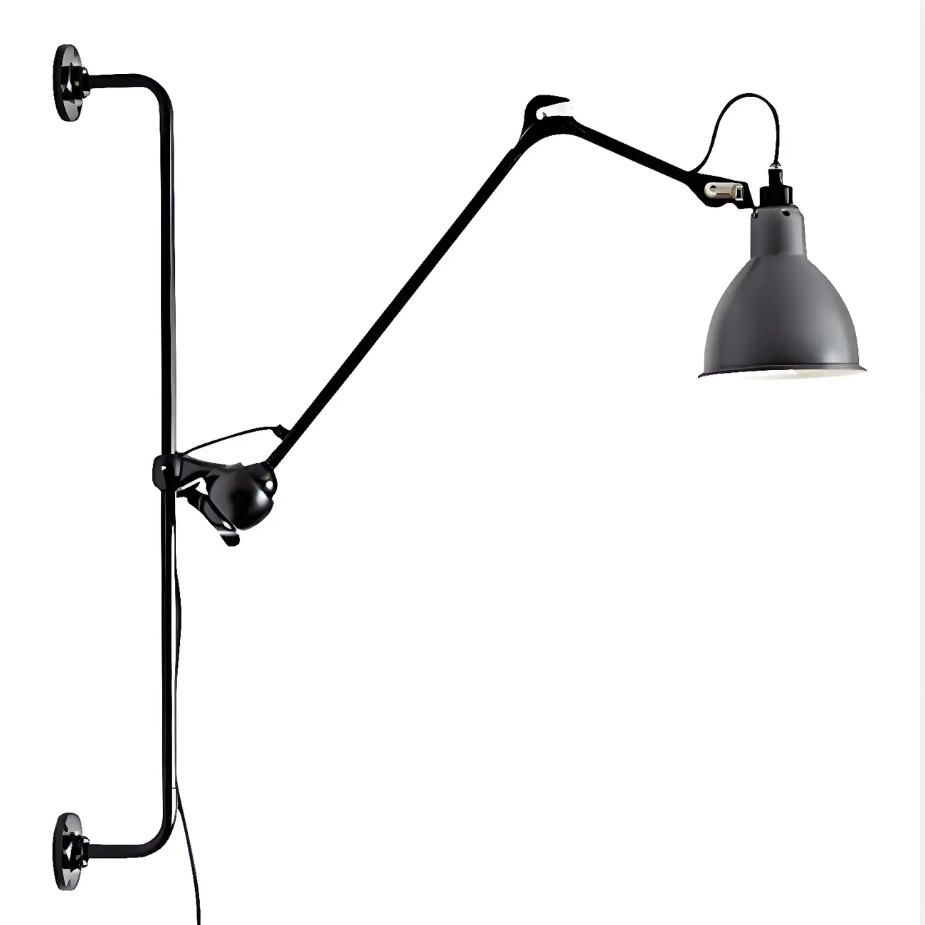 Trestle Base Metal Black Swing Arm Wall Light