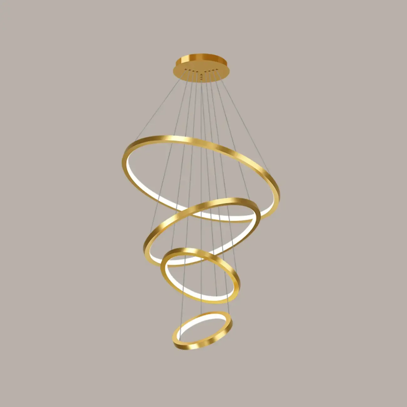 Modern Gold Ring Stairwell Chandelier Warm Light LED