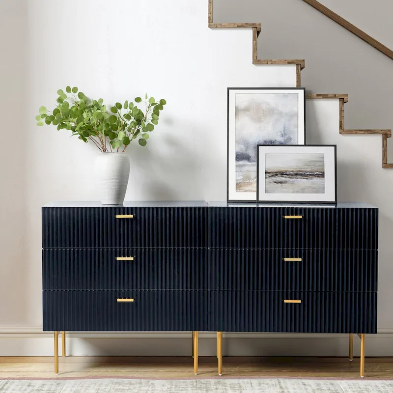 Gilb Modern 3-Drawer Dresser Nightstand with Metal Legs Set of 2 by HULALA HOME