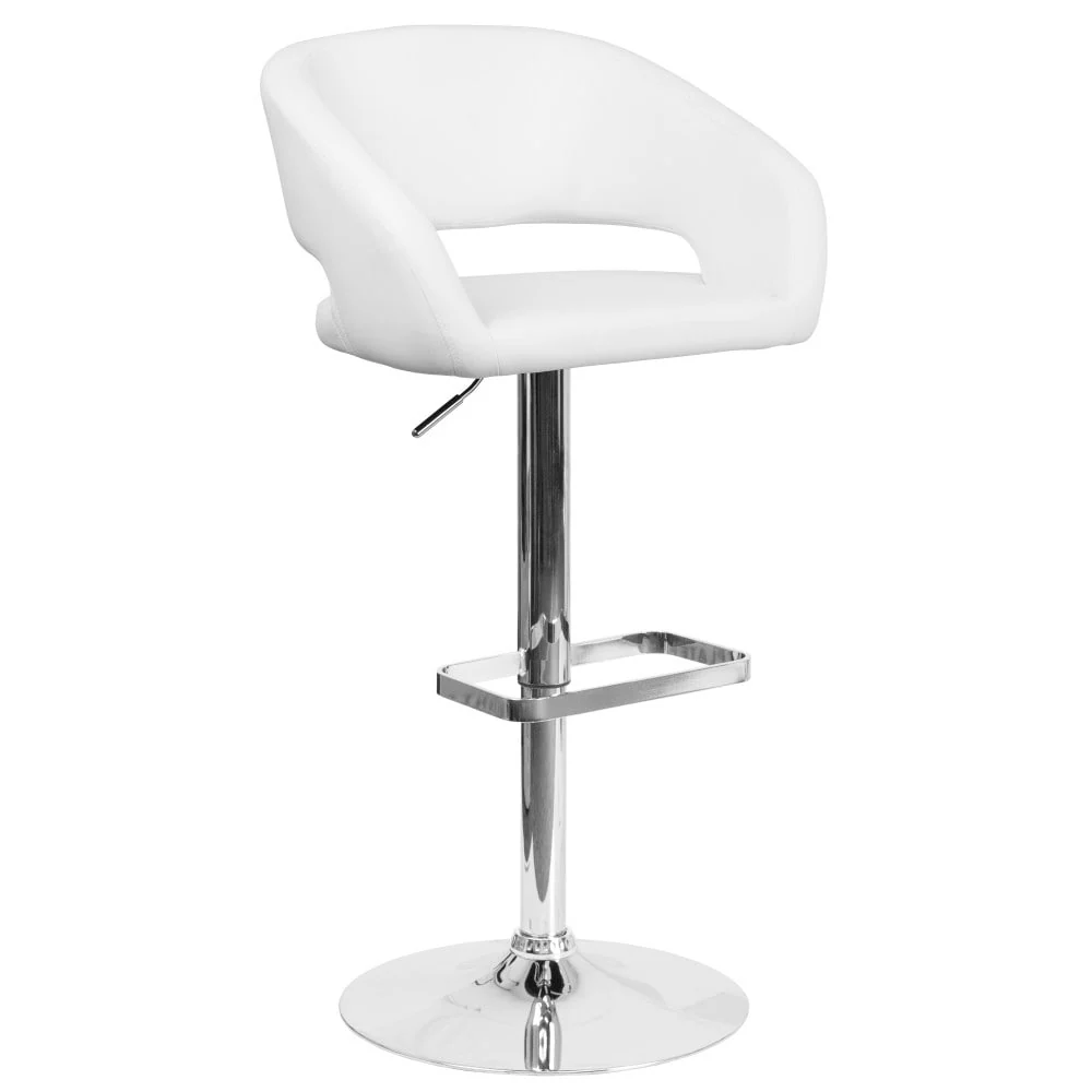 Modern Upholstered Adjustable-Height Barstool with Rounded Back