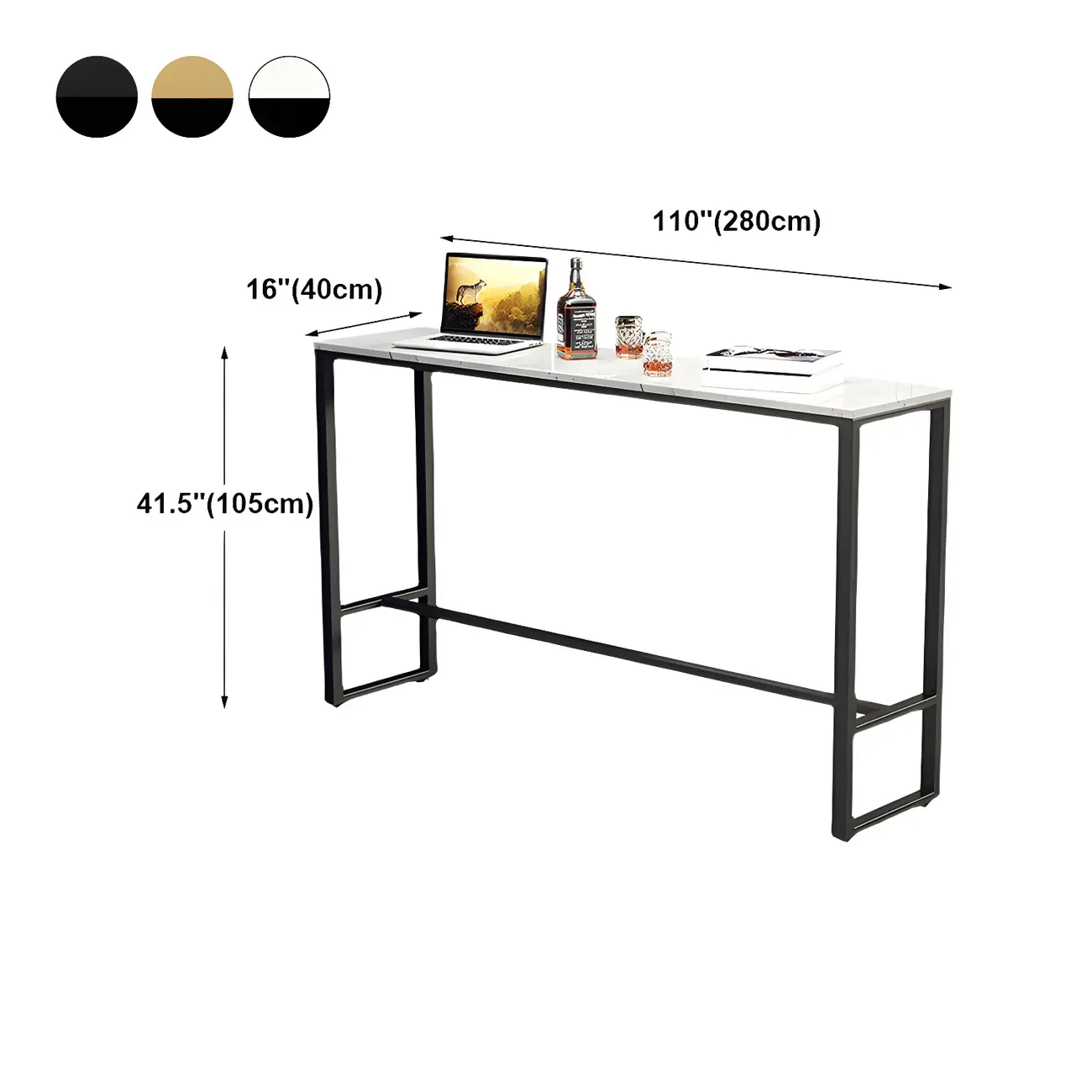 Modern Marble Counter Height Table with Trestle Design