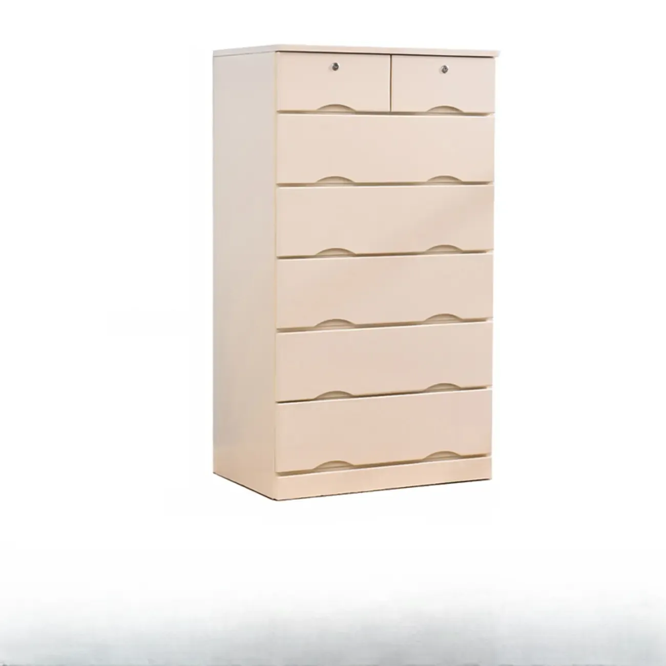 Natural Wood Double Dresser with Lockable Drawer